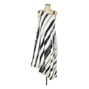 Kedziorek black and white asymmetrical art deco maxi dress Striped tulle details